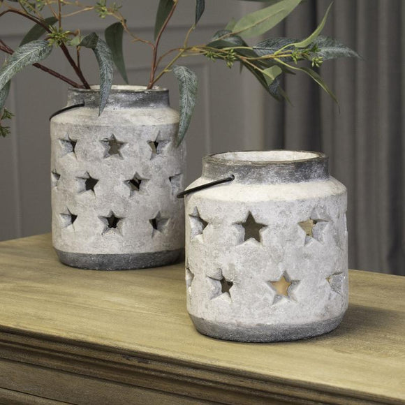 Bloomville Stone Star Candle Lanterns