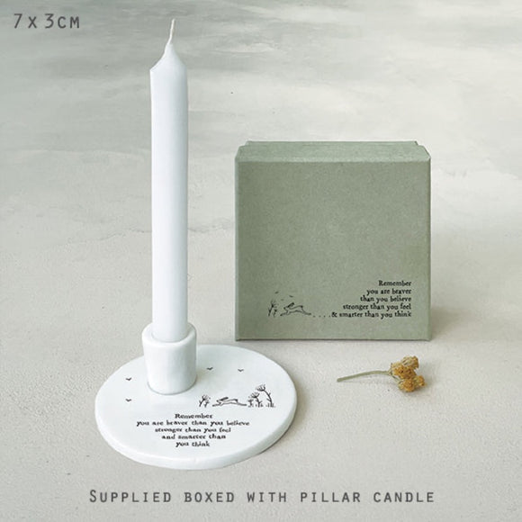 East of India Candle Holder 'Remember You Are Braver'