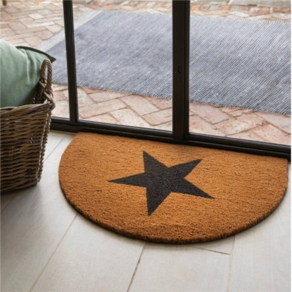 Half Moon Natural Door Mat With Grey Star From Garden Trading