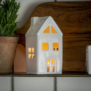 White Glazed Porcelain Tealight Candle Houses