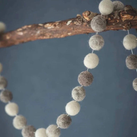 Southwold Pom Pom Grey Garland From Garden Trading