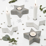 Set of Two Rustic White Star Tealight Holders