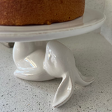 White Ceramic Hare Cake Stand