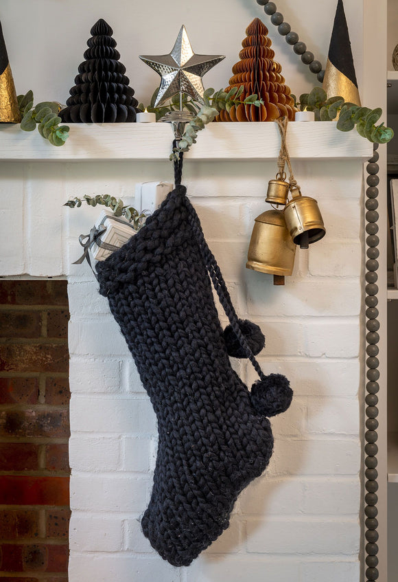 Knitted Black Christmas Stocking