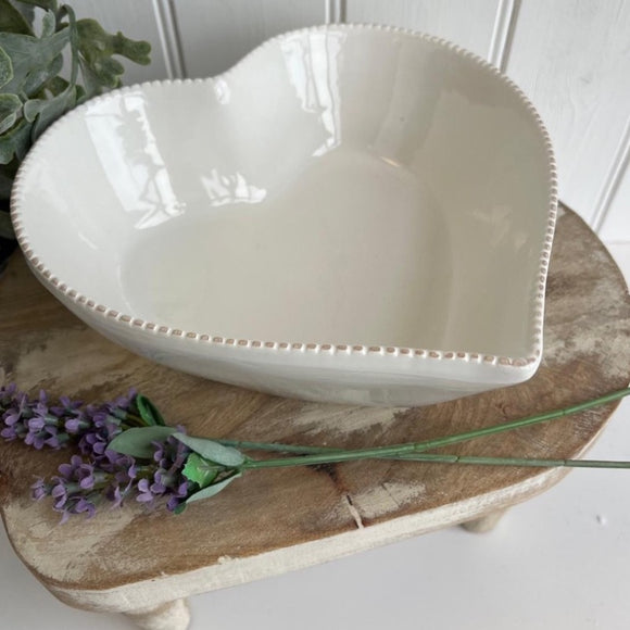 Antique White Heart Serving Bowl From Biggie Best