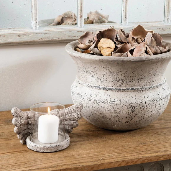 Stone Winged Candle Holder