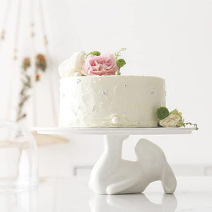 White Ceramic Hare Cake Stand