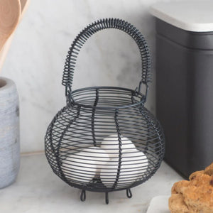 Brompton Wirework Egg Basket in Chalk Or Carbon From Garden Trading