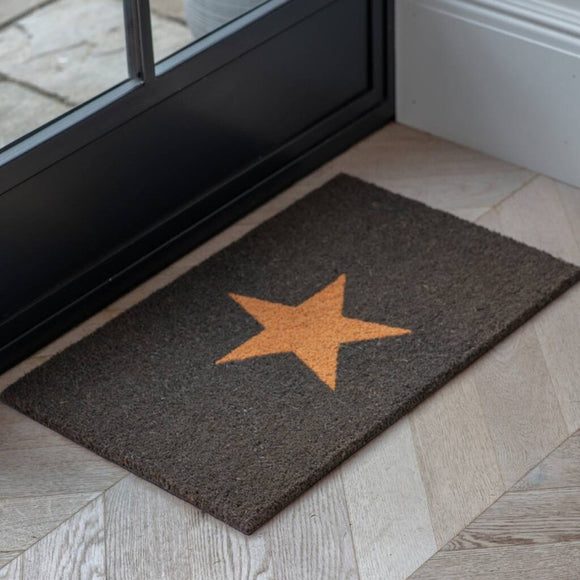 Charcoal Coir Doormat With Natural Star From Garden Trading