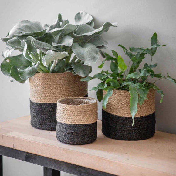 Set of Three Jute Striped Pots From Garden Trading