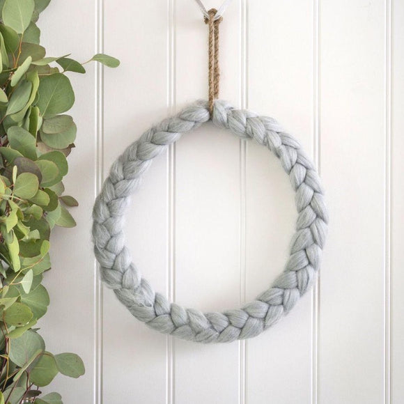 Grey Plaited Wool Chaplet Ring