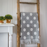 Grey and White Super Soft Reversible Polka Dot Throw