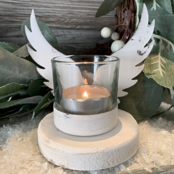 White Angel Wing Candle Holder