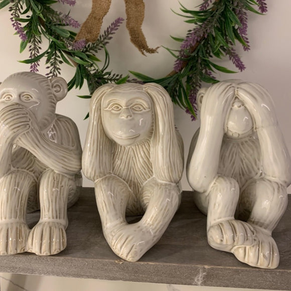 Set of Three Ceramic No Evil Monkeys