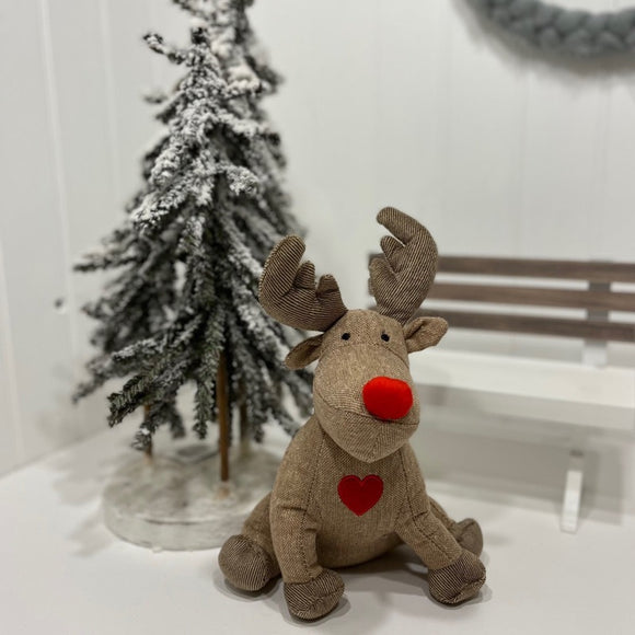 Christmas Red and Brown Reindeer Doorstop From Parlane