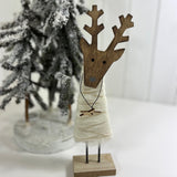 Christmas Wooden Standing Woollen Reindeer