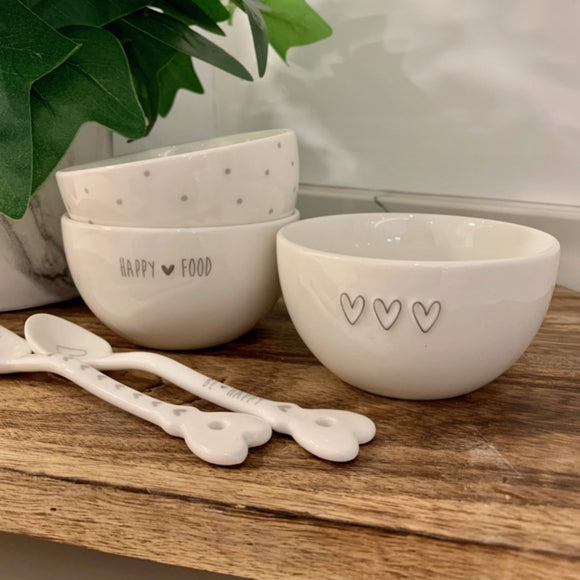 Set of Three Mini Happy Dot Heart Bowls