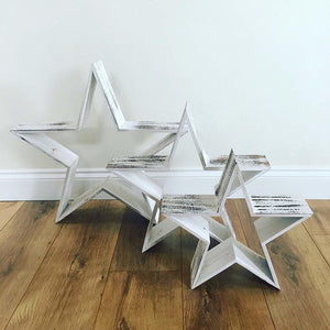 Satchville Company Set of Three Shabby Chic Wooden Stars