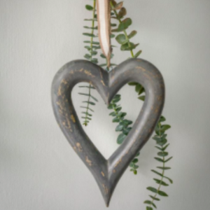 Chunk Grey Rustic Wooden Hanging Heart