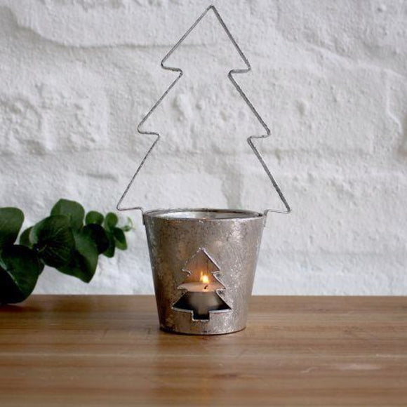 Silver Christmas Tree Candle Tealight Holder from Biggie Best