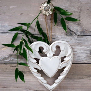 White Wooden Contemporary Winged Heart