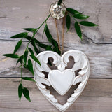 White Wooden Contemporary Winged Heart