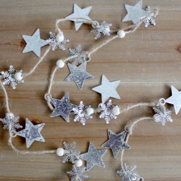 Christmas Silver Star and Snowflake Garland from Biggie Best