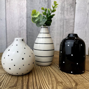 Set of Black and White Bud Vases